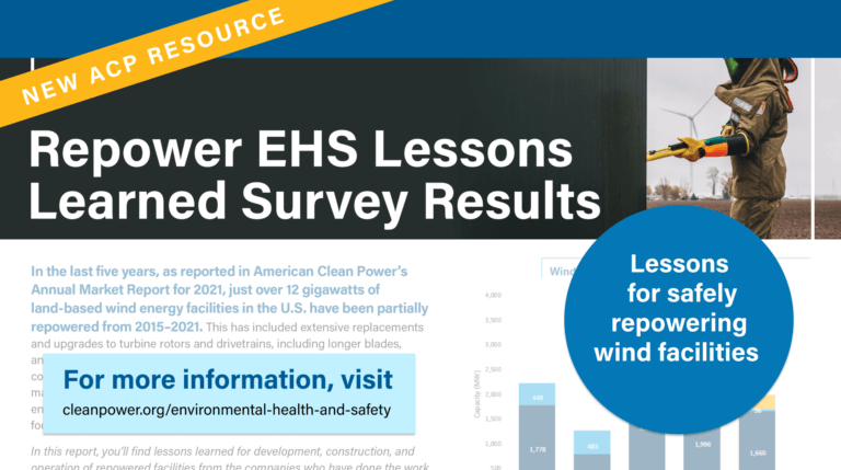 ACP Resource Banner on Safely Repowering Wind Facilities.